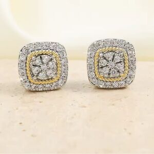 Gold and Silver Double Halo Earrings